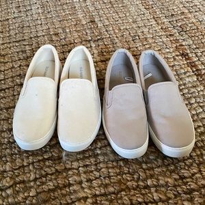 2 pairs of slip on sneakers
